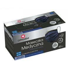 shumee Temno modra kirurška maska z elastiko, tip IIR, Opharm, 50 kosov.