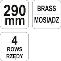 YATO Žična krtača, medeninasta žica, 4 vrste s strgalom, plastični ročaj YT-6345