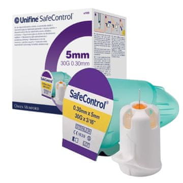 shumee Inzulinske igle 30G 5 mm x 0,30 mm Unifine SafeControl aktivne varnostne inzulinske igle 100 kosov