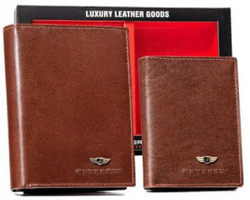 shumee Darilni komplet: moška usnjena denarnica, etui za kartice in obesek za ključe - Peterson