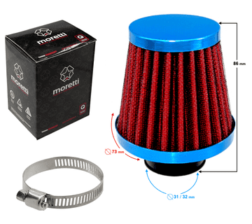 shumee Stožčasti zračni filter, moder in rdeč, premer 31 mm