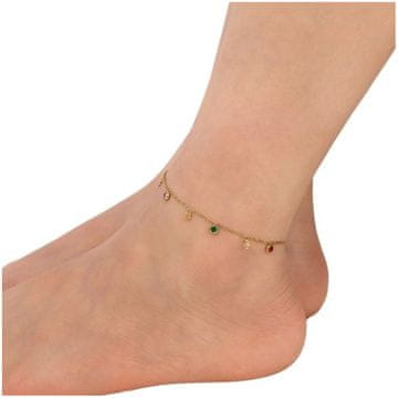 shumee Zapestnica za gleženj iz kačjega jekla z zlatimi cirkoni