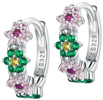 shumee Srebrni cvetlični obročki s cirkoni S925