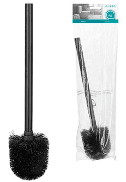 shumee Rezervna straniščna ščetka, zamenljiva, črna konica, črn ročaj, mat ročaj, 35 cm