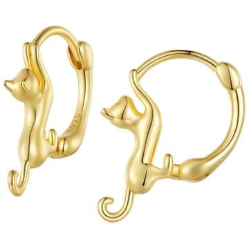 shumee Zlati uhani Srebrni uhani z mačko Srebro 925