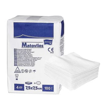 shumee Nesterilni obkladek 7,5x7,5 iz netkane tkanine 30g Matovlies 100 kosov papirnata vrečka