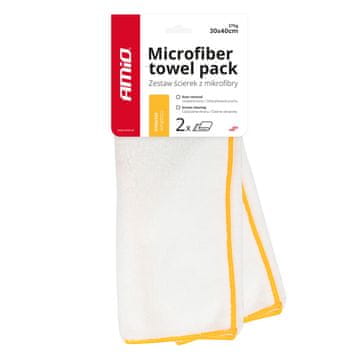 AMIO Krpa iz mikrovlaken za pranje, čiščenje, čiščenje notranjosti avtomobila 30x40 cm 2 kosa AMIO-03740