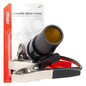 shumee Vtičnica za cigaretni vžigalnik aligator sponka adapter 12V 24V 15cm AMIO-03803