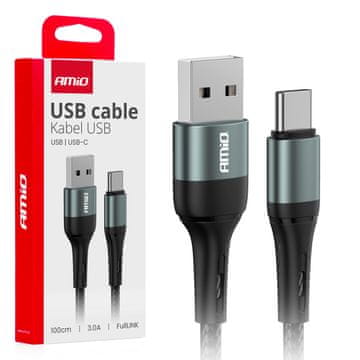 AMIO USB-A - USB-C 3A polnilni kabel 100 cm FullLINK AMIO-03911