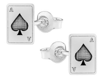 shumee Ženski srebrni uhani s kartami Oksidirani as pik 925 srebrni uhani