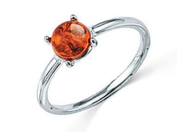 shumee Srebrni klasični ženski prstan z baltskim jantarjem, srebro 15