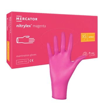 shumee Nitrilne rokavice XS roza Mercator Nitrylex Magenta 100 kosov