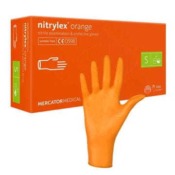 shumee Mercator Nitrylex oranžne nitrilne rokavice S 100 kosov