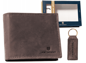 shumee Darilni komplet: Moška usnjena denarnica in obesek za ključe - Peterson