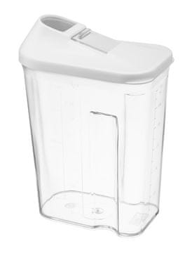 shumee HUGO 1500 ml 1,5-litrska posoda za doziranje hrane, brezbarvna, z belim pokrovom