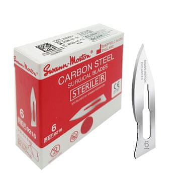 shumee Kirurško rezilo 6 sterilnih 100 kosov iz ogljikovega jekla Swann-Morton
