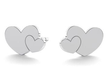 shumee Srebrni uhani v obliki srca za ženske Uhani s čepki Srčki Srčki