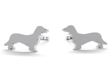 shumee Srebrni uhani z motivom jazbečarja, majhni ženski, črni, jazbečarji, pes, pes