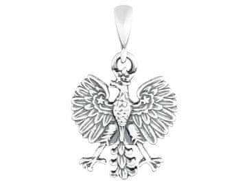 shumee Srebrni moški obesek Domoljubni grb Orel s krono Moški obesek