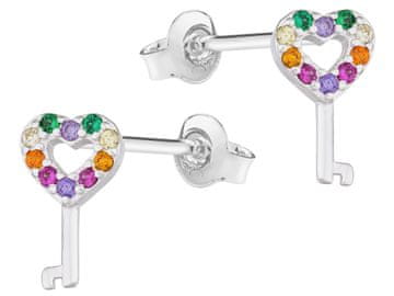 shumee Srebrni ključki s kubičnim cirkonijem, majhni, prevlečeni z rodijem, ženski