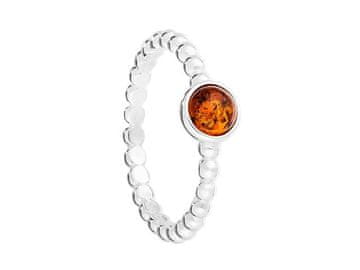 shumee Srebrni klasični kroglični prstan z baltskimi jantarnimi kroglicami 14