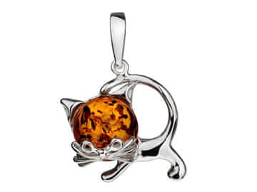 shumee VELIK SREBREN OBESECE MUCA mačka JANTARNI obesek