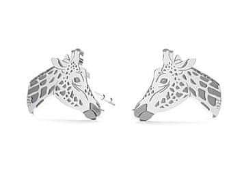 shumee Veliki ženski srebrni uhani z žirafo, oksidirani čepki z žirafo, srebro 925