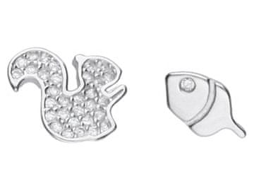 shumee Srebrni uhani z veverico in želodom, prevlečeni z rodijem, ženski uhani iz srebra 925