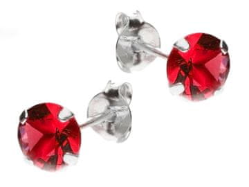 shumee Srebrni uhani s kubičnim cirkonom, rdeči ženski obročki 6 mm, srebro 925