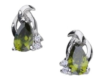 shumee Srebrni uhani z naravnim peridotom in kubičnim cirkonijem, majhni ženski čepki 925