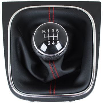 MODECAR VW Golf V 03-08 ročica prestavne ročice + ČRNI ščitnik z RDEČIM navojem in KROMIRANIM okvirjem 6 PRESTAV