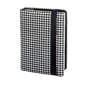 shumee Visokokakovosten zvezek A5 v črno-beli barvi z zamenljivim vložkom, elastičnim zapiranjem, 100 listov, kvadraten