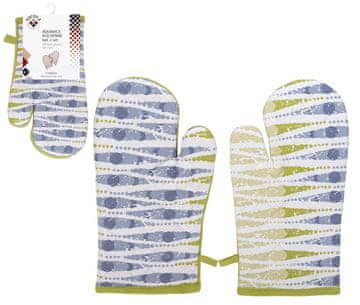 shumee Debele tekstilne kuhinjske rokavice par NICOLE 100% bombaž art. 52359 vzorec 8 barv zelena bela modra