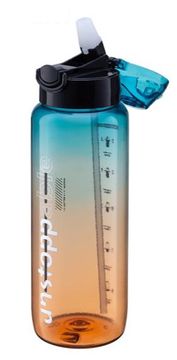 shumee Športna steklenica s slamico COLOURS 0,8 l 800 ml za vodo, sok, pijačo vzorec 2 modro-lososova barva