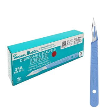shumee Kirurški skalpel 25A sterilni 10-delni iz nerjavečega jekla Swann-Morton
