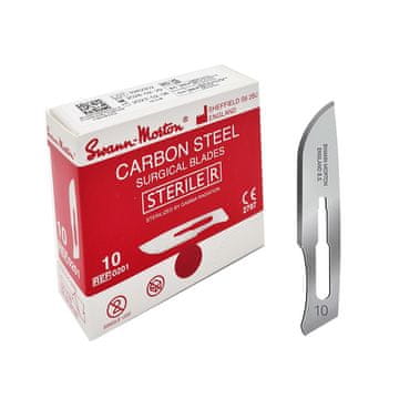 shumee Kirurško rezilo 10 sterilnih 100 kosov Swann-Morton ogljikovo jeklo