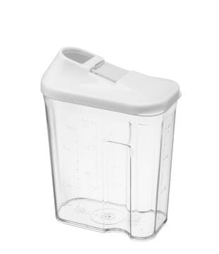 shumee HUGO 750 ml 0,75-litrska posoda za doziranje hrane, brezbarvna, z belim pokrovom