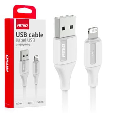 AMIO USB-A - LIGHTNING IPHONE 3A polnilni kabel 100 cm FullLINK AMIO-03919