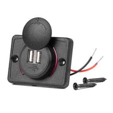 slomart Avto polnilnik AMiO, vodoodporen, kvadratni, 2x USB, 12/24V
