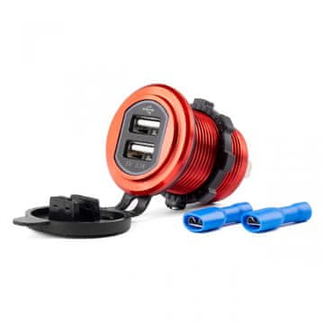 AMIO Vodotesen polnilec z 2xUSB vtičnicama 12V 24V MOD-10 AMIO-02860