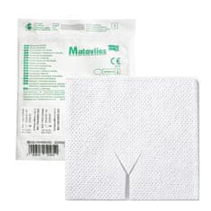 shumee Sterilne traheotomijske obloge 10x10 Y-zarez iz netkane tkanine 40g 4 sloji Matovlies 4 kosi pretisni omot + ETIKETA