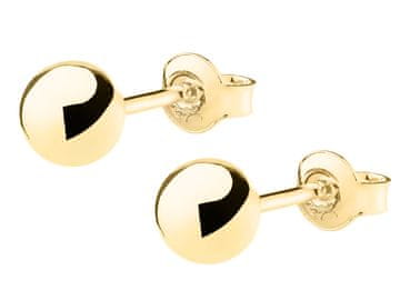 shumee Srebrni pozlačeni kroglični uhani 5 mm ženski zlati čepki s kroglicami