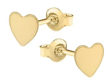 shumee Srebrni pozlačeni srčni uhani Majhni ženski zlati srčni čepki 5 mm