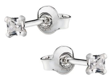 shumee Srebrni uhani s kubičnim cirkonom, kvadratki 2 mm, majhni ženski čepki, srebro 925