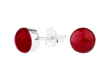 shumee Srebrni rdeči obročki s koralnimi čepki, 7 mm, majhni ženski