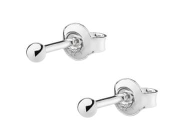 shumee Srebrni kroglični uhani 2 mm ženski čepki kroglice kroglica kroglica srebrni