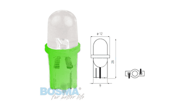 shumee BOSMA žarnica 12V 1*LED STANDARD T10 GREEN MAT BLISTER
