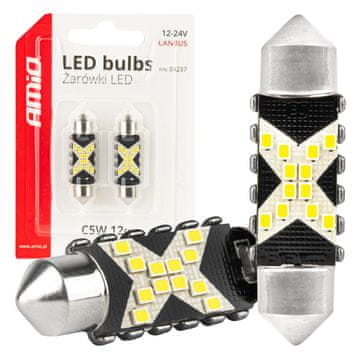 shumee LED CANBUS žarnice Festoon C5W 12SMD 2016 39mm Bela 12V 24V AMIO-04237