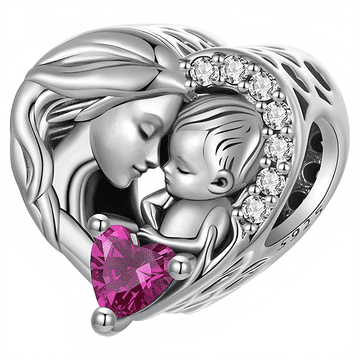 shumee Obeski za Pandora obesek v obliki srca, mati in otrok, srebro 925, Trusky Charms