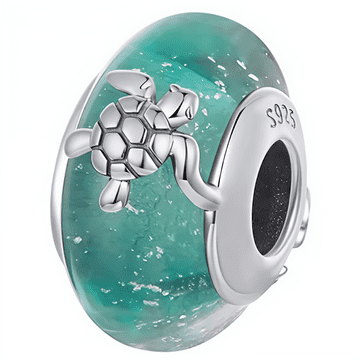 shumee Obeski za Pandora stekleni obesek z morsko želvo, srebro 925, obeski Trusky